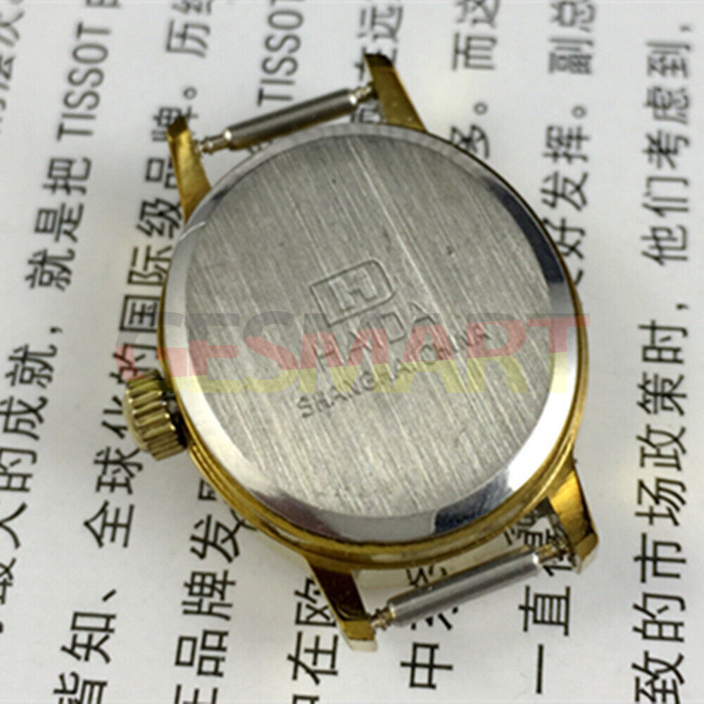 Elegant 23mm lady watch with golden oval case, 17-jewel manual movement, and single calendar at 6 o'clock.