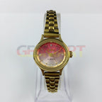 HAIDA 25mm ladies' mechanical watch with golden nail markers, 17 jewels, and pink gradient dial for elegant style.