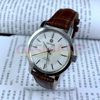 China Baihua 37mm manual mechanical watch with silver dial, 19 jewels, and shock-resistant design.