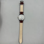 Shanghai 37mm manual mechanical watch with brown leather strap, Roman numerals, 17 jewels, classic style.