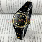 Gold HAIDA 23mm manual mechanical lady watch with black dial, 17 jewels, 3 hands for elegant timekeeping.