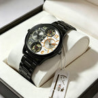 GESMART Men's Dual Time Zone Watch Steel Band Luminous Water Resistant Business