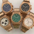 No Logo Rose Gold Men's 41mm Octagonal Quartz Chronograph Steel VK63 Movement
