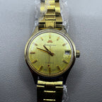 33mm Golden Band Manual Mechanical Watch with Lume, Single Calendar at 3 o'clock