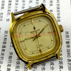 33mm Kongque steel manual watch with 17 jewels, golden dial, and adjustable stainless steel band for classic style.