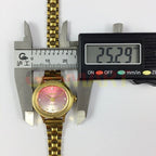 HAIDA 25mm ladies' mechanical watch with pink gradient dial, golden nail markers, and 17 jewels for elegant style.