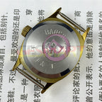 Shanghai Manual Lady Watch with golden nails, yellow oval dial, 17 jewels in elegant design.