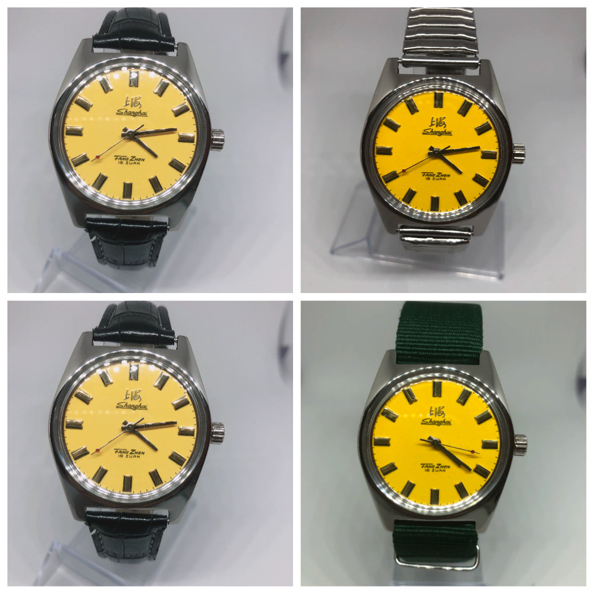 Vintage 7120 Manual Wind Mechanical Watch Yellow Colorful Dial Business Shanghai