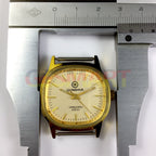 Yangzhou Qionghua 34mm manual mechanical watch with golden dial and steel band for elegant wear.