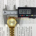 27mm Lady Manual Mechanical Watch with golden dial, 19 jewels, and elegant nail markers.
