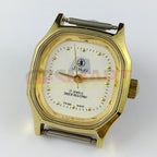 SHANGHAI JINJI 26mm manual mechanical lady watch with 17 jewels and golden octagonal case, elegant design.