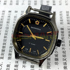 Shanghai Manual mechanical watch with black dial, octagonal gold case, 17 jewels, classic men's accessory