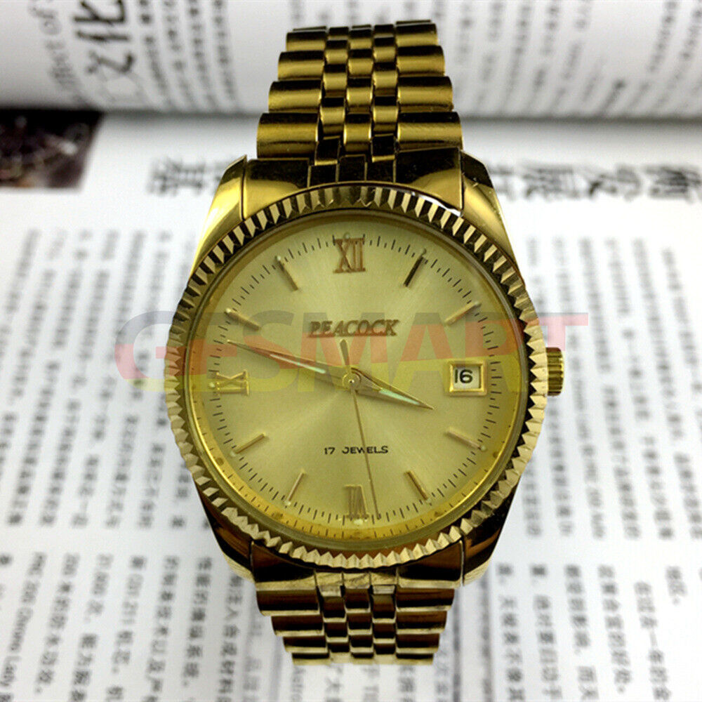 38mm Peacock manual mechanical watch showcasing 17 jewels and single calendar, highlighting elegant Chinese craftsmanship.