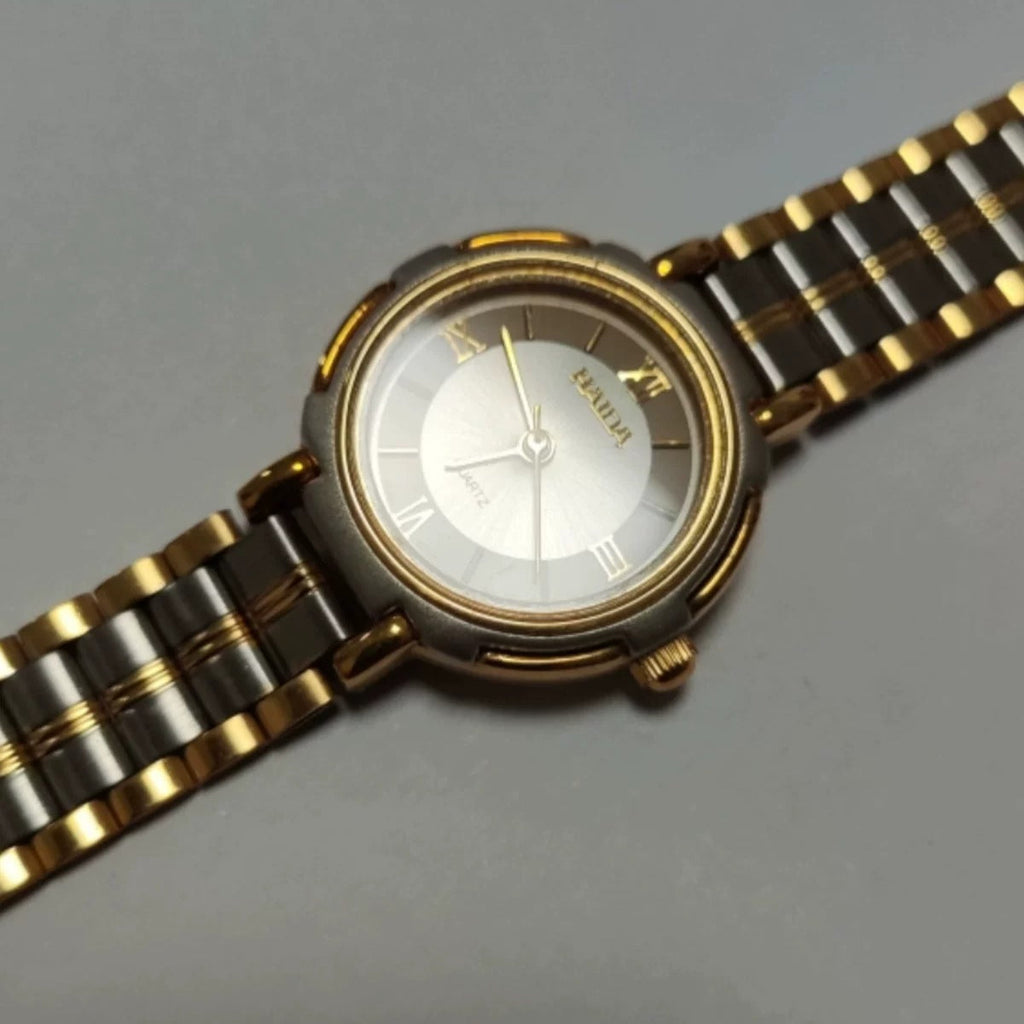 HAIDA Two-Tone Vintage Quartz Watch Round Glass Crystal NOS Third Factory