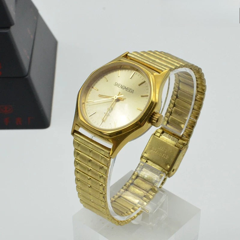 SHENGMEIDA Vintage Gold-Plated Automatic Mechanical Men's Watch Round NOS