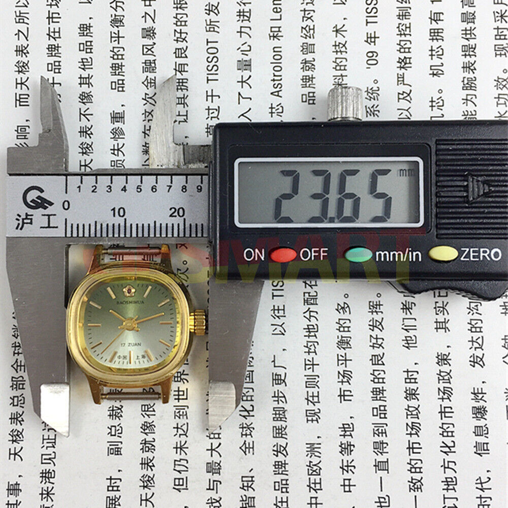 Shanghai Manual Mechanical Lady Watch with green dial, square case, and 17 jewels for elegant style.