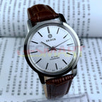China Baihua 37mm manual mechanical watch with silver dial, precision 19 jewels movement for accurate timekeeping.