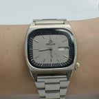 Gelin Men's Mechanical Watch All Silver Steel Bracelet Business Vintage NOS