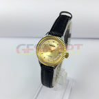 HAIDA 23mm women's mechanical watch with golden nail accents, 17 jewels, and round gold case for elegant style.