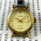 TAISHAN 27mm lady watch with golden case, yellow dial, and 19-jewel manual mechanical movement for elegant style.