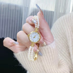 Ladies Pearl Chain Bracelet Watch Mother of Pearl Dial Japan Style Elegant