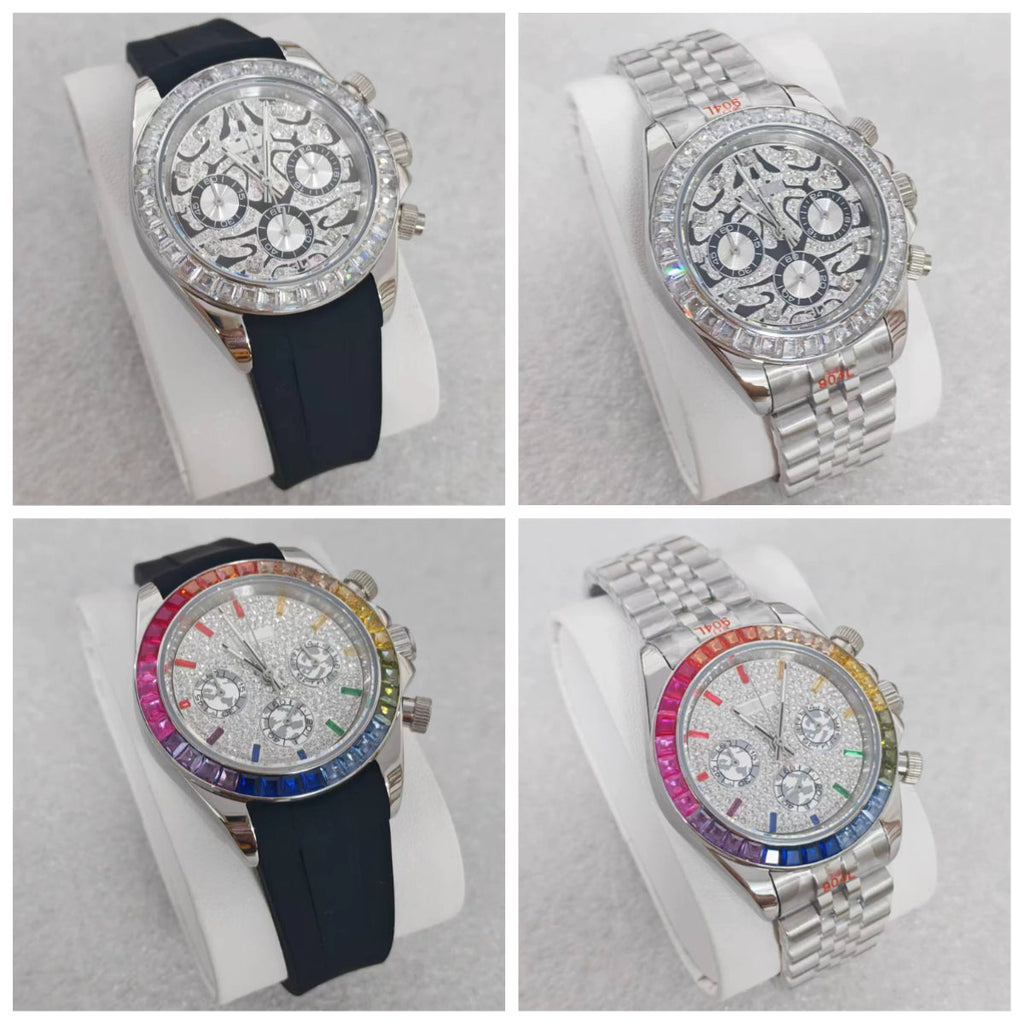 No Logo Men's 39mm Quartz Watch VK63 Sapphire Crystal Steel Bezel Rubber Strap
