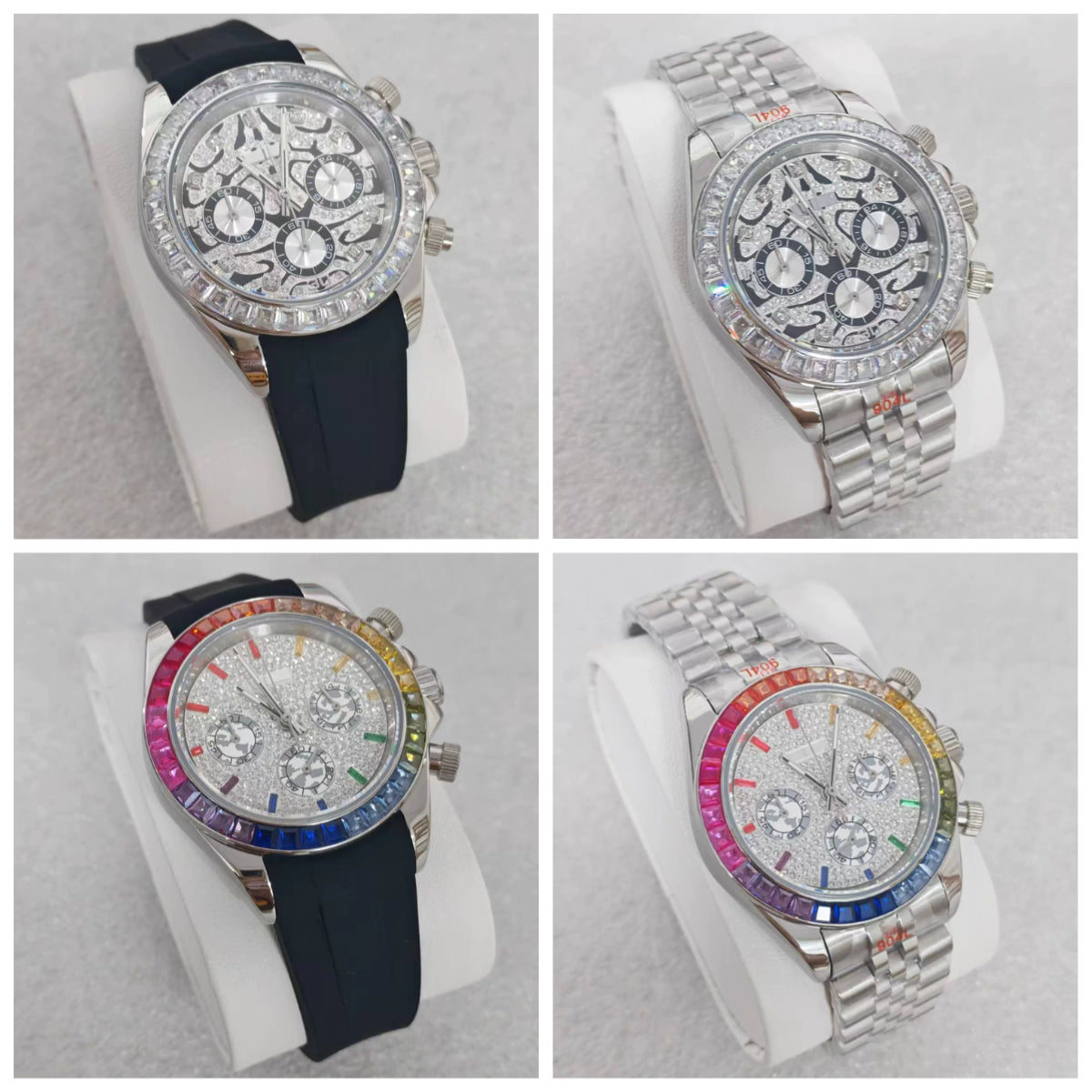 No Logo Men's 39mm Quartz Watch VK63 Sapphire Crystal Steel Bezel Rubber Strap