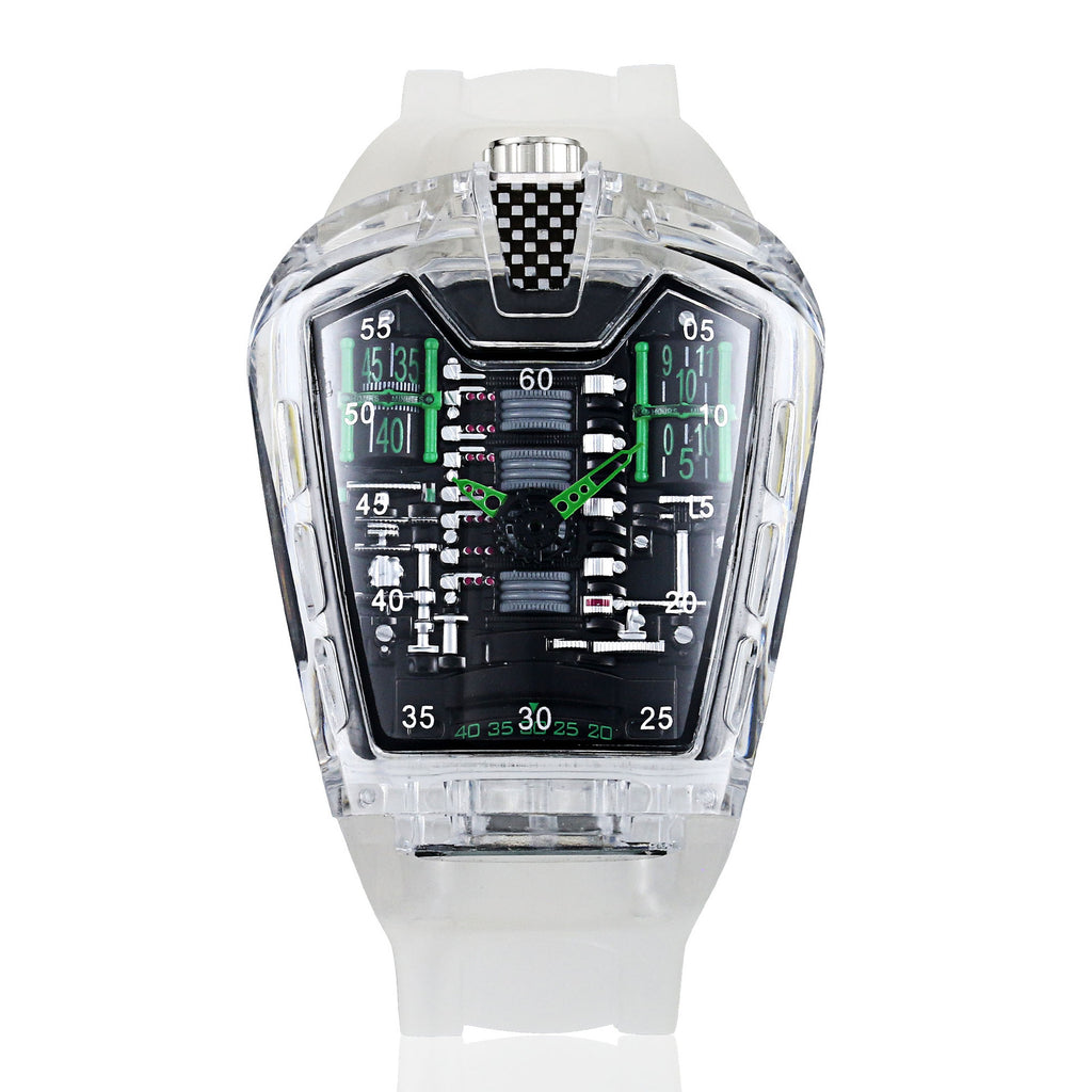 Men's Transparent-Case Silicone Sport Quartz Watch