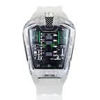 Men's Transparent-Case Silicone Sport Quartz Watch