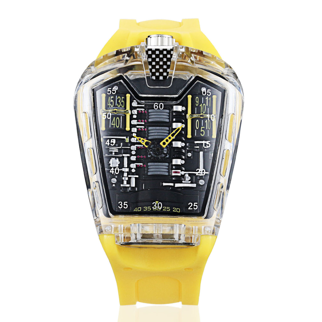 Men's Transparent-Case Silicone Sport Quartz Watch