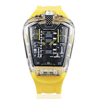 Men's Transparent-Case Silicone Sport Quartz Watch