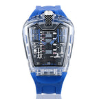 Men's Transparent-Case Silicone Sport Quartz Watch