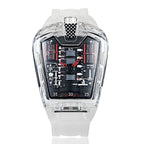 Men's Transparent-Case Silicone Sport Quartz Watch