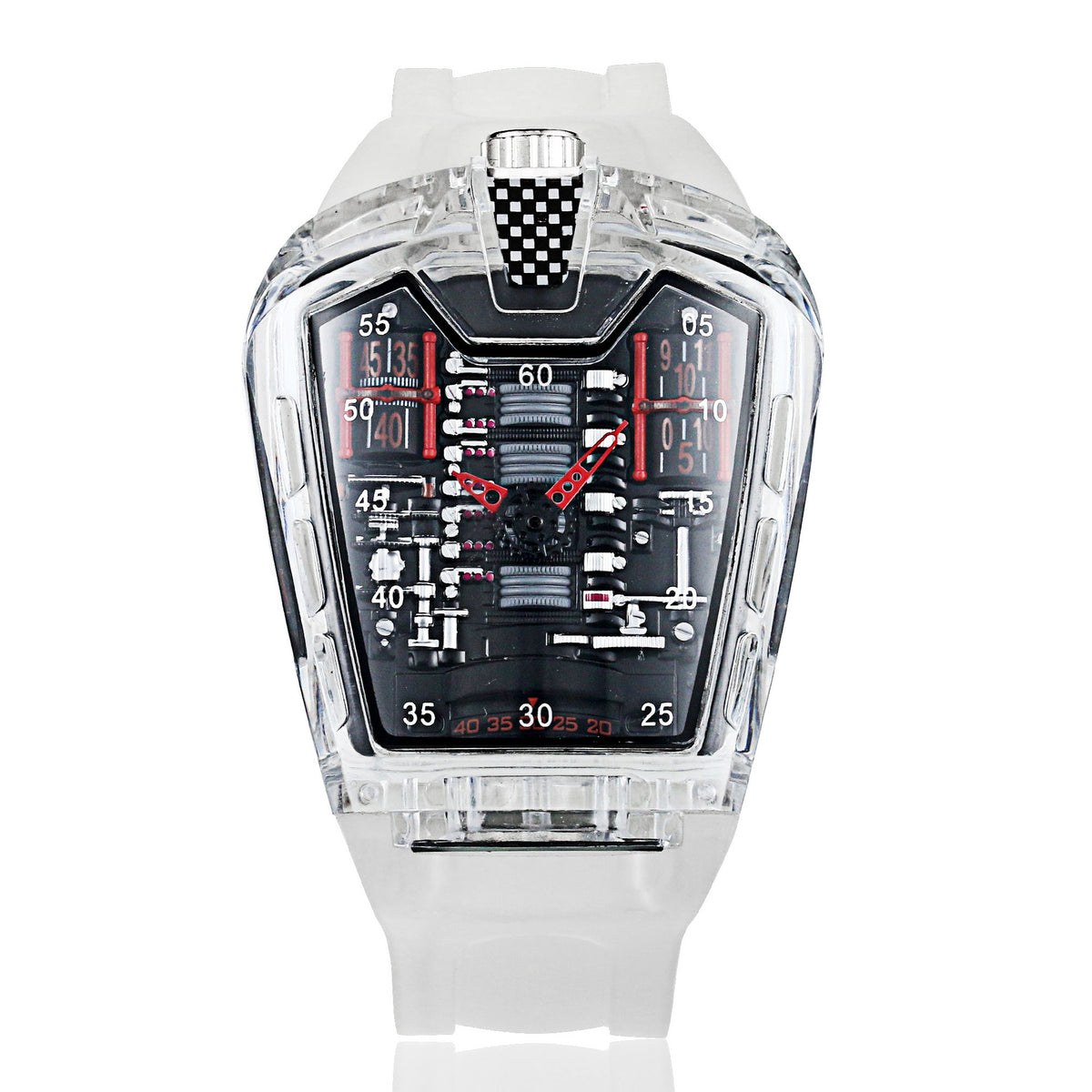 Men's Transparent-Case Silicone Sport Quartz Watch