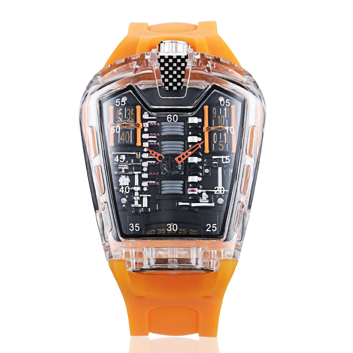 Men's Transparent-Case Silicone Sport Quartz Watch