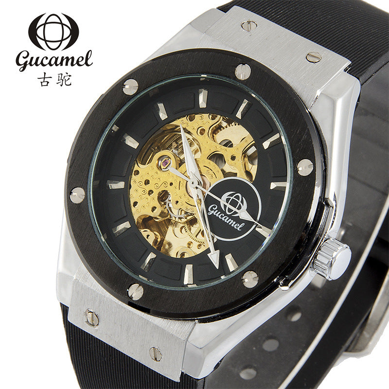 GESMART Men's New Automatic Mechanical Watch Silicone Band Business Trendy Wristwatch