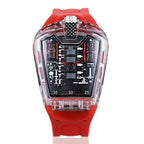 Men's Transparent-Case Silicone Sport Quartz Watch