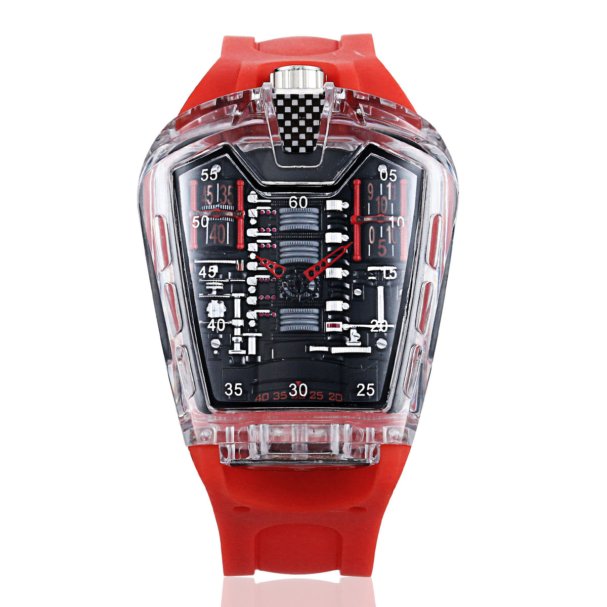 Men's Transparent-Case Silicone Sport Quartz Watch