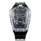 Men's Transparent-Case Silicone Sport Quartz Watch
