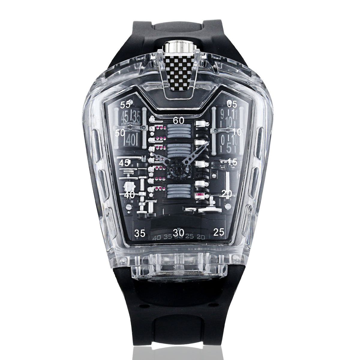 Men's Transparent-Case Silicone Sport Quartz Watch