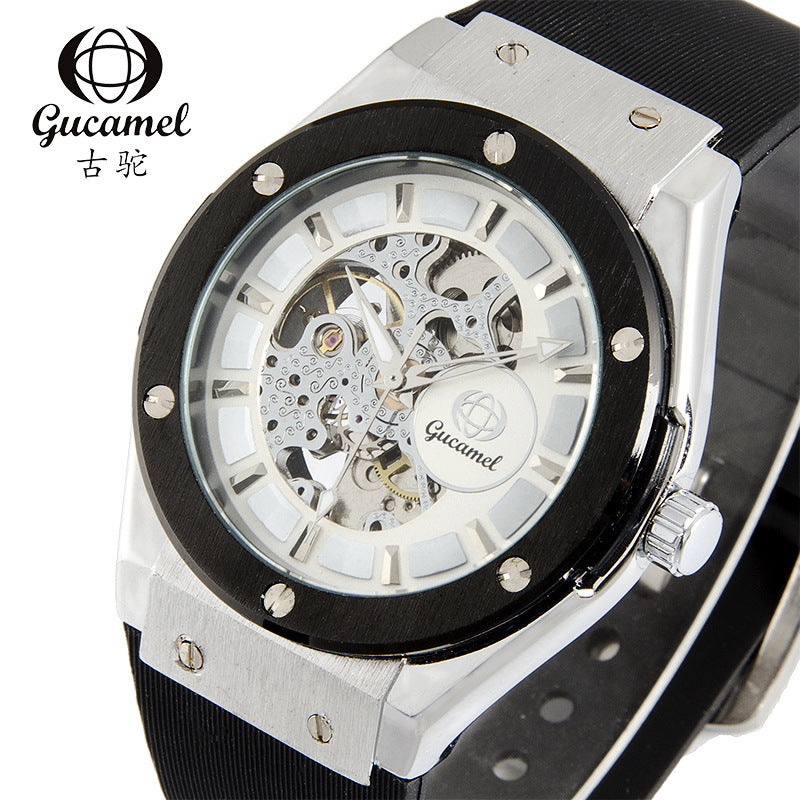 GESMART Men's New Automatic Mechanical Watch Silicone Band Business Trendy Wristwatch