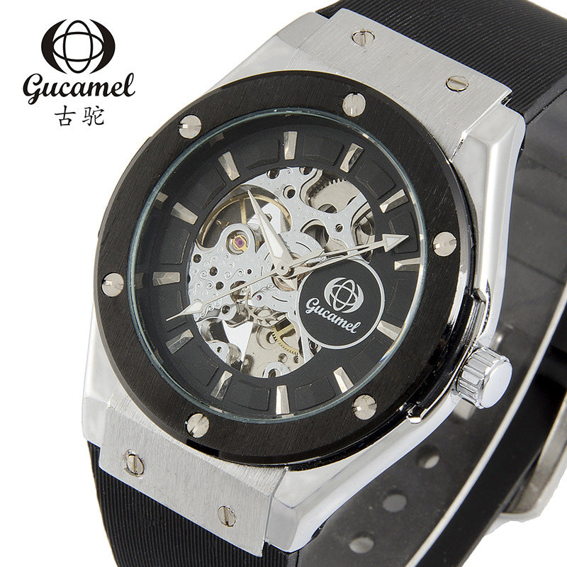 GESMART Men's New Automatic Mechanical Watch Silicone Band Business Trendy Wristwatch