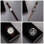 PHILIP RUNOR Men's Automatic Moonphase Watch Genuine Leather NOS New