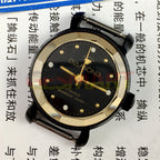 Shanghai Diamond 30mm manual mechanical lady watch with black dial and case, 17-jewel movement for precision.