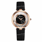 Women's Rhinestone Quartz Watch with Leather Strap