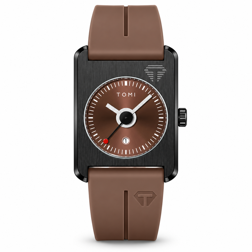 Unisex Square Date Quartz Watch with Rubber Strap