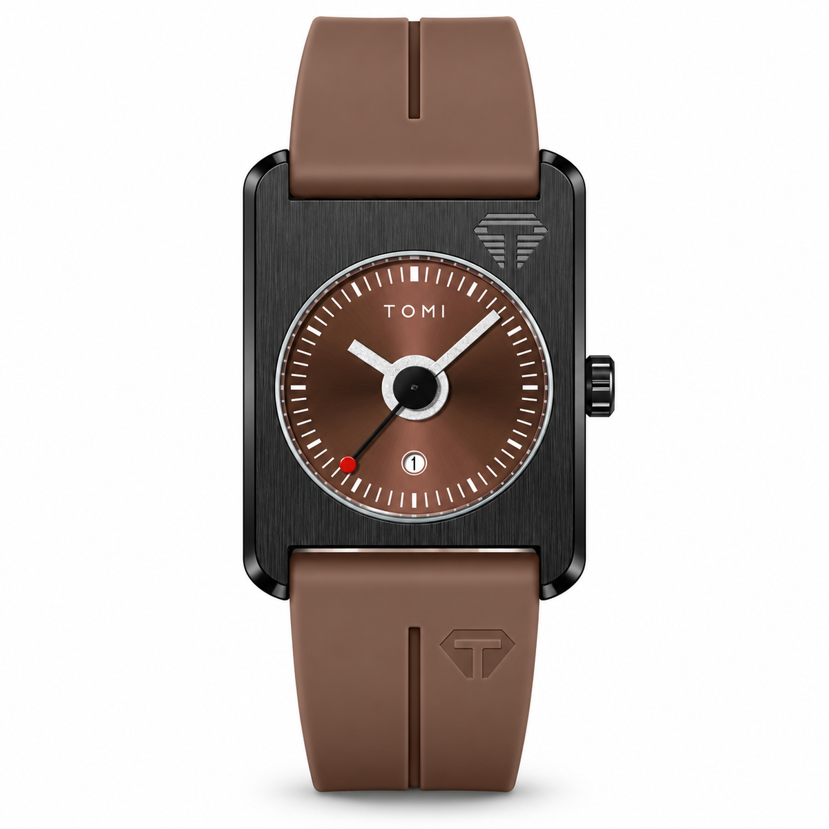Unisex Square Date Quartz Watch with Rubber Strap