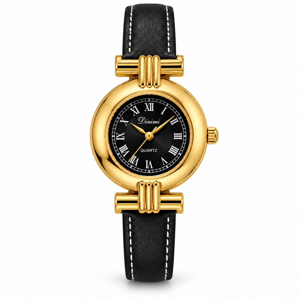 Women's Roman Numeral Leather-Strap Quartz Watch