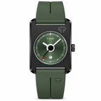Unisex Square Date Quartz Watch with Rubber Strap