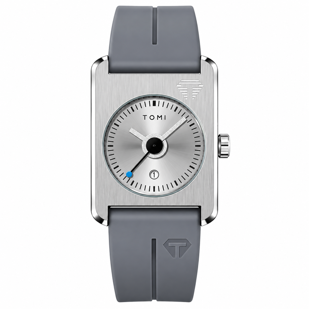 Unisex Square Date Quartz Watch with Rubber Strap